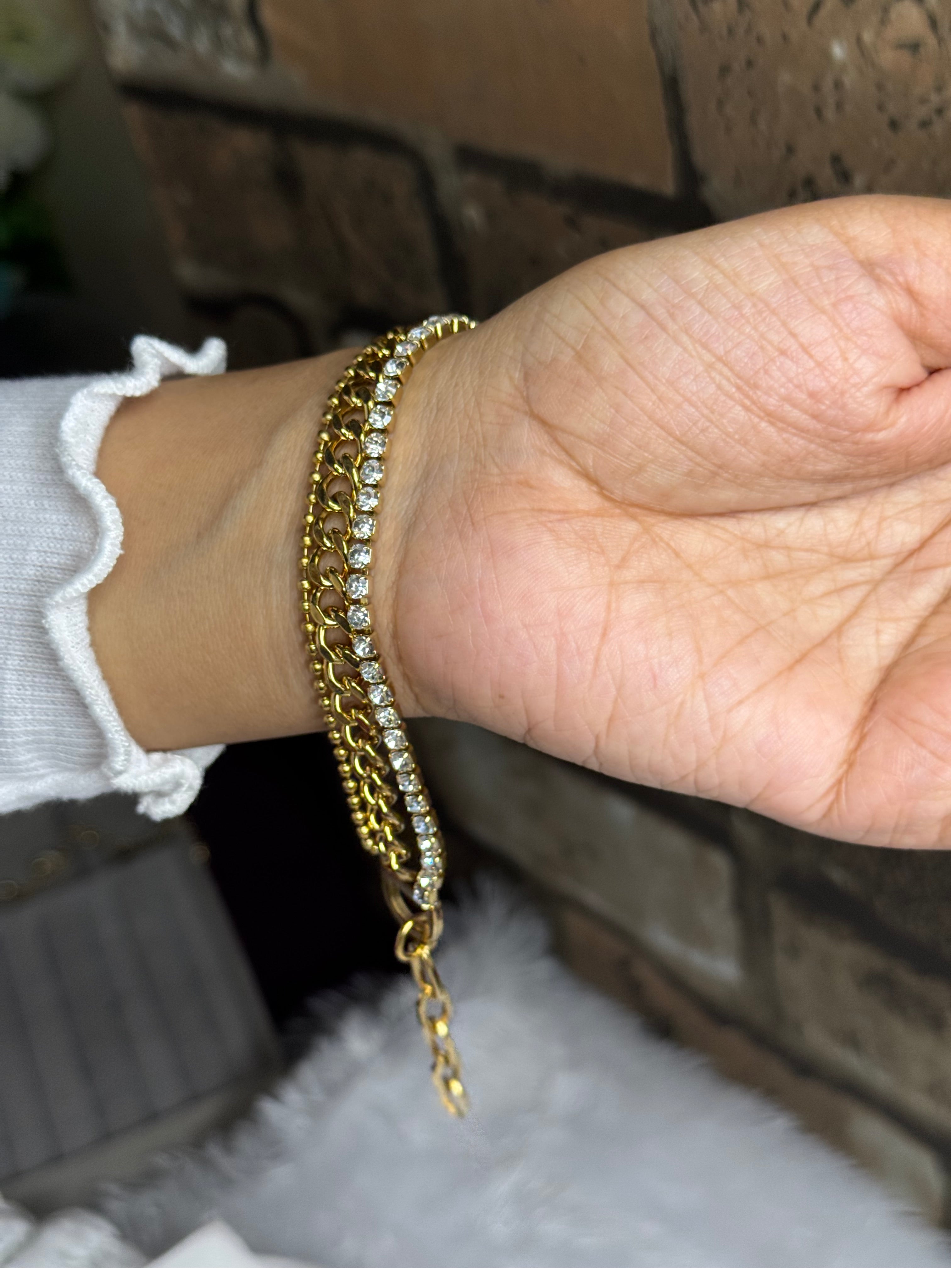 Triple Chain With Tennis Bracelet