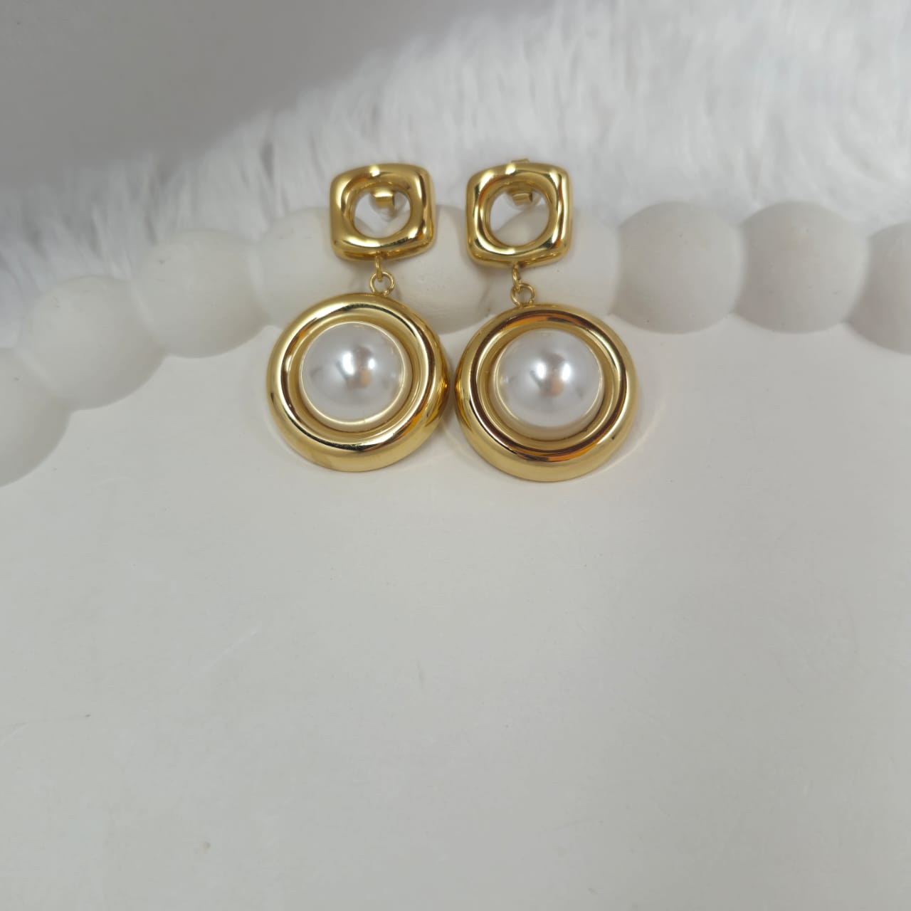Golden Halo Pearl Drop Earrings