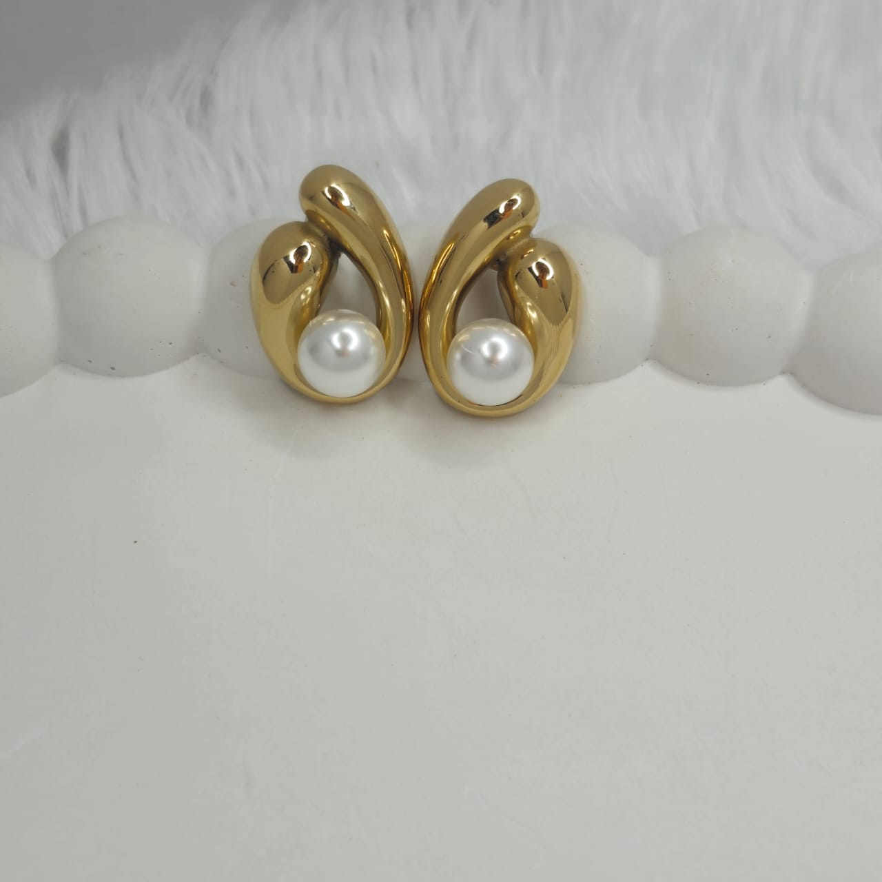 Golden Embrace Pearl Studs